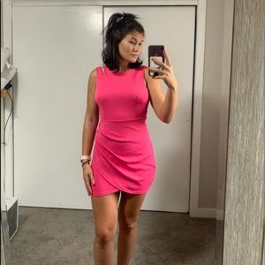 Hot pink asymmetrical body con style dress